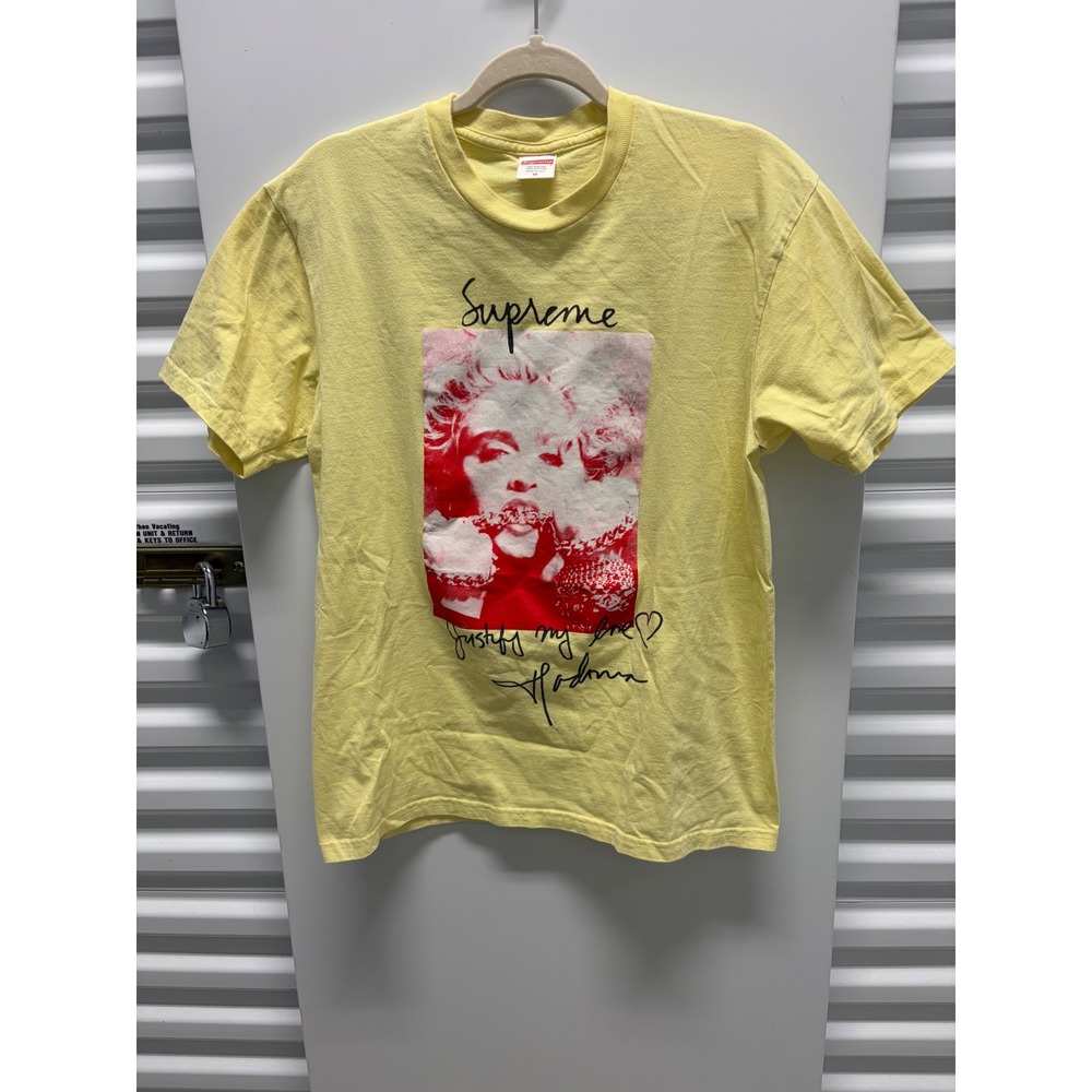 Supreme Madonna Tee Mens Medium Yellow Justify My Love Graphic Shirt Good